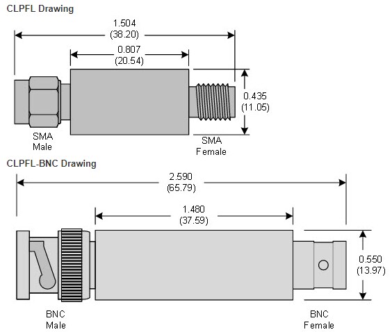 Mechanical Drawing - Crystek Corporation CLPFL Low Pass Filters